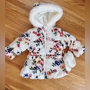 Baby Girl Winter Coat with Faux Fur Hood